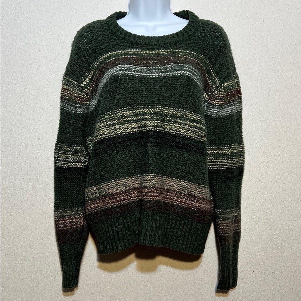 Ava & Viv Men's Green Striped Crewneck Sweater Size 14